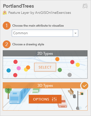 Fenêtre de style de couche dont l’attribut principal est défini sur Commun et le style de dessin sur Types 3D Fenêtre de style de couche dont l’attribut principal est défini sur Commun et le style de dessin sur Types 3D