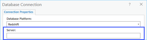 Désignez le serveur Redshift dans le champ Serveur. Désignez le serveur Redshift dans le champ Serveur.